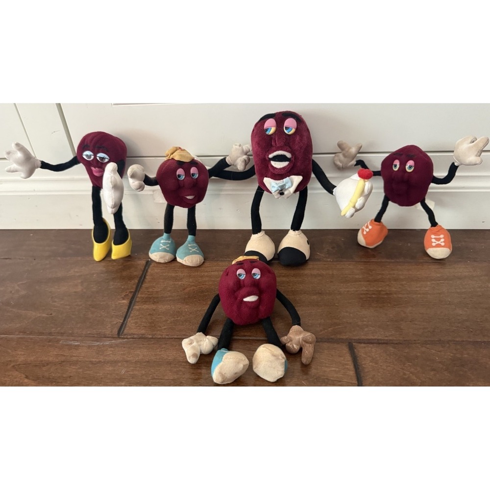 Applause California Raisins Bendable Plush Set of 5 Vintage 1988 Hardee's